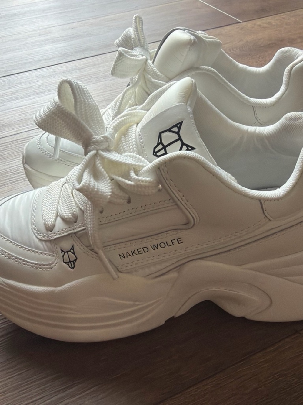 Naked Wolfe Women’s Chunky Lace-Up Sneakers in White